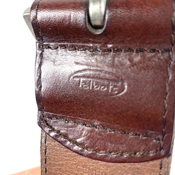 Talbots Women's Leather Belt Brown/Cream Silver Buckle Style#:6437 Size Small - Picture 7 of 11